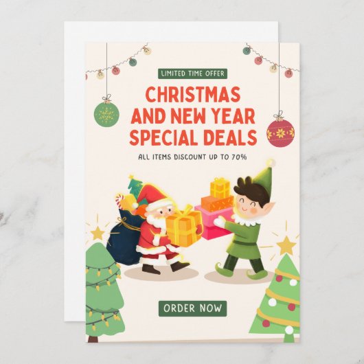 "Magische viering: Kerstuitnodiging Kaart (Voorkant / Achterkant)