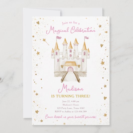 Magische Viering Prinses Kasteel Meisje Verjaardag Kaart (Voorkant)