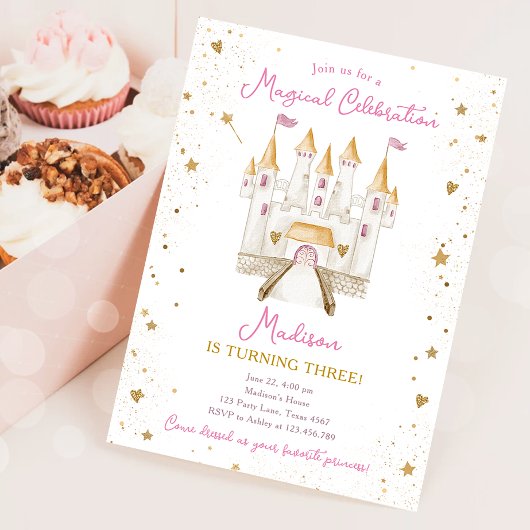 Magische Viering Prinses Kasteel Meisje Verjaardag Kaart