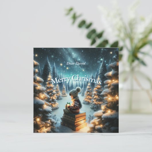 Magische vierkante kerstkaart (Staand voorkant)