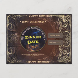 Magische vintage fantasy verjaardag cadeaubon  briefkaart