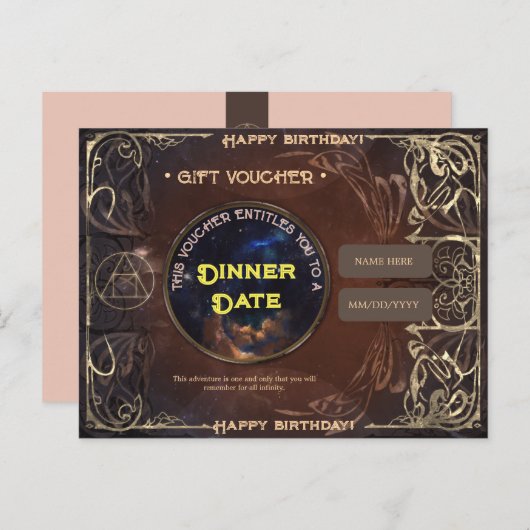 Magische vintage fantasy verjaardag cadeaubon  briefkaart (Voorkant / Achterkant)