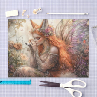 Magische Vleugelige Vos Fee Decoupage Tissuepapier