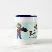 Magische vliegsnor tweekleurige koffiemok (Center)