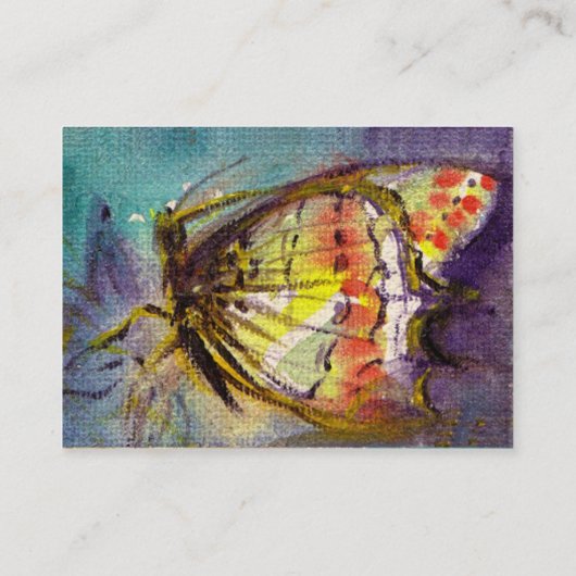 MAGISCHE VLINDER Blauw Groen Geel Goud Sparkles Visitekaartje (Achterkant)