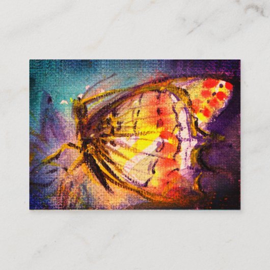 MAGISCHE VLINDER Blauw Groen Geel Goud Sparkles Visitekaartje (Achterkant)