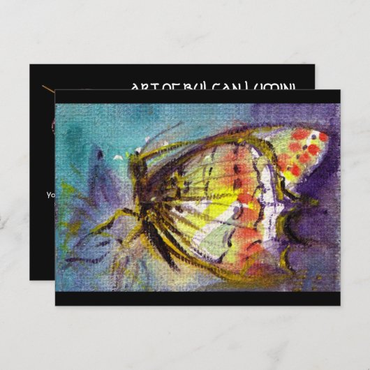 MAGISCHE VLINDER IN BLAUW UITNODIGING BRIEFKAART (Voorkant / Achterkant)