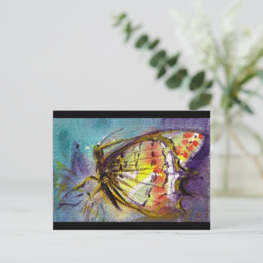 MAGISCHE VLINDER IN BLAUW UITNODIGING BRIEFKAART (Staand voorkant)