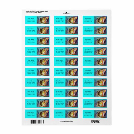 MAGISCHE VLINDER Paars Aqua Blauw Turquoise Etiket (Full Sheet)