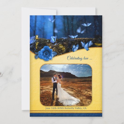Magische Vlinder Uw Foto Post Bruiloft Feest Kaart (Achterkant)