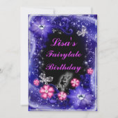Magische Vlinderfee Paarse Bloemige Verjaardag Kaart (Voorkant)
