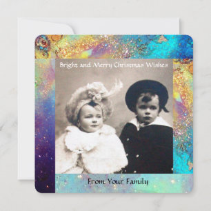 MAGISCHE VLINDERPLANT GOUD BLAUWE GLITTERTjes Kers Feestdagenkaart