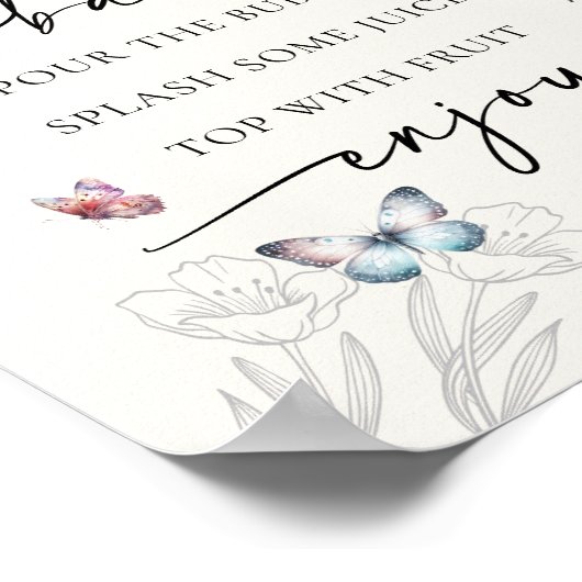 Magische Vlinders Mimosa Bar Vrijgezellenfeest Poster (Hoek)