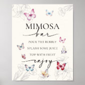 Magische Vlinders Mimosa Bar Vrijgezellenfeest Poster (Voorkant)