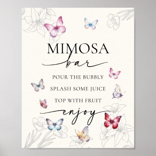 Magische Vlinders Mimosa Bar Vrijgezellenfeest Poster (Voorkant)
