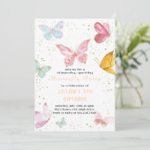 Magische vlinders Verjaardagsuitnodiging 2025 Kaart (Staand voorkant)