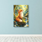 Magische vos in een betoverd bos canvas afdruk (Insitu (Houten vloer))