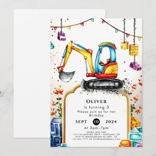 Magische Vrachtwagenbouw Verjaardag Kaart (Voorkant / Achterkant)