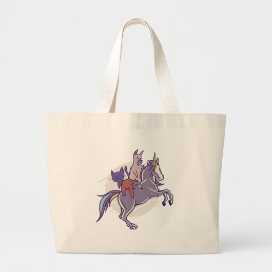 Magische vrienden |Unicorn, Alpaca, Kitten, Sloth Grote Tote Bag (Voorkant)