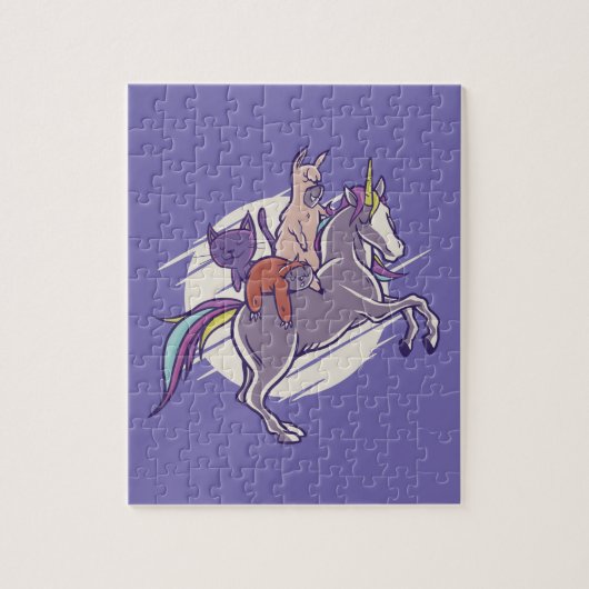 Magische vrienden |Unicorn, Alpaca, Kitten, Sloth Legpuzzel (Verticaal)