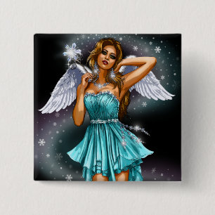 Magische Vrouw Fairy Vierkante Button 5,1 Cm