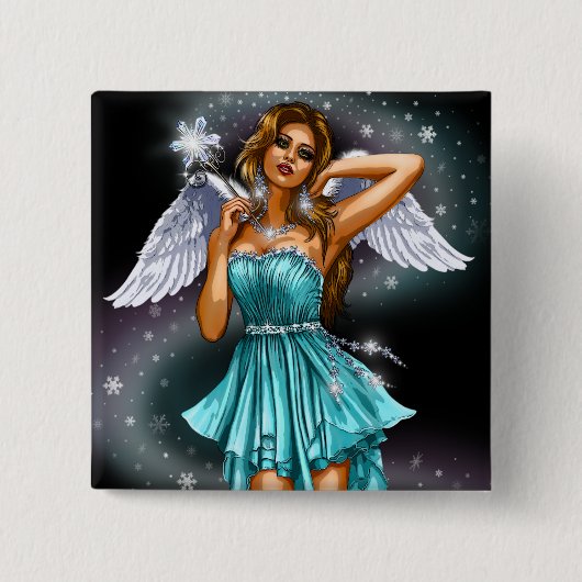 Magische Vrouw Fairy Vierkante Button 5,1 Cm (Voorkant)