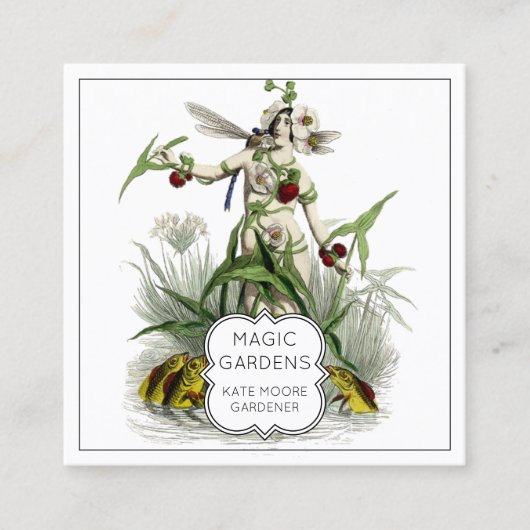 Magische vrouw van de bloementeelt of het landscha vierkante visitekaartje (Voorkant)