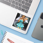 Magische Vrouwelijke Fee Sticker (Laptop met iPhone)