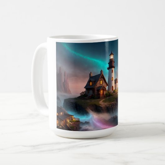Magische vuurtoren scene koffiemok (Voorkant links)