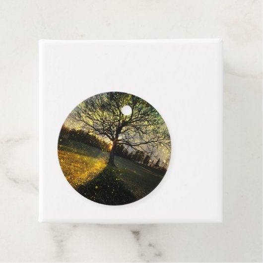 Magische vuurvliegjes droomachtig landschap bedankjes labels (In situ)