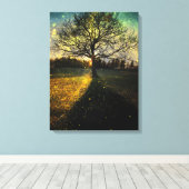 Magische vuurvliegjes droomachtig landschap canvas afdruk (Insitu (Houten vloer))