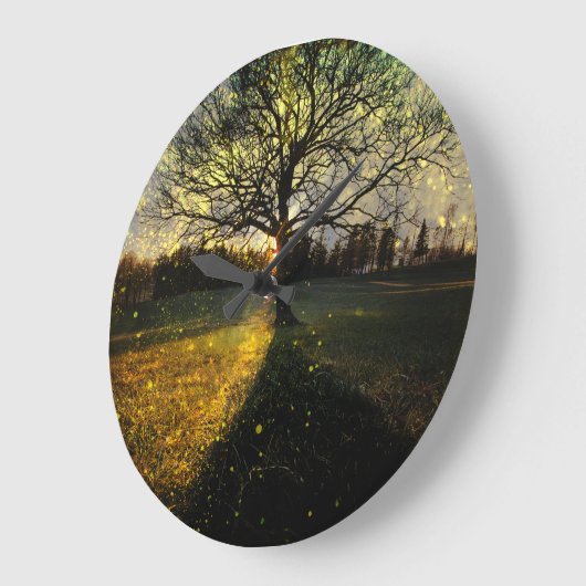 Magische vuurvliegjes droomachtig landschap grote klok (Hoek)