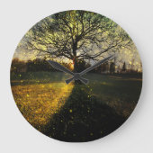 Magische vuurvliegjes droomachtig landschap grote klok (Voorkant)