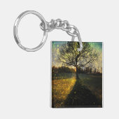 Magische vuurvliegjes droomachtig landschap sleutelhanger (Voorkant Links)