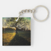 Magische vuurvliegjes droomachtig landschap sleutelhanger (Achterkant)