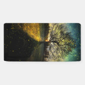 Magische vuurvliegjes droomachtig landschap spandoek (Horizontaal)