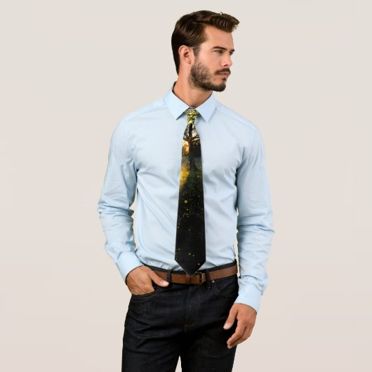 Magische vuurvliegjes droomachtig landschap stropdas (In situ)