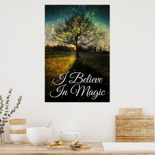 Magische vuurvliegjes droomlandschap Ik geloof in Poster