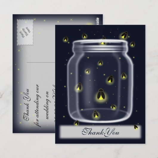 magische vuurvliegjes mason jar dank je kaarten (Voorkant / Achterkant)