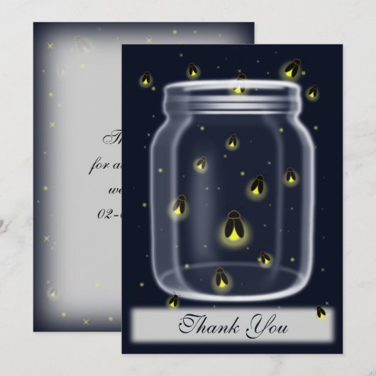 magische vuurvliegjes mason jar dank je kaarten (Voorkant / Achterkant)