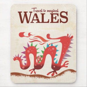 Magische Wales Draak reisposter Muismat