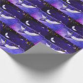 Magische walvis: donkere oceaan nacht cadeaupapier (Hoek)