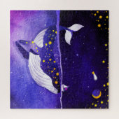 Magische walvis: donkere oceaan nacht legpuzzel (Horizontaal)