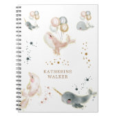 magische walvisballonnen monogram schattig notitieboek (Voorkant)