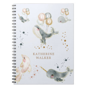 magische walvisballonnen monogram schattig notitieboek