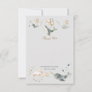 magische walvisballonnen sterren baby shower bedankkaart