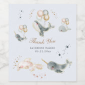 magische walvisballonnen sterren baby shower lab wijn etiket (Enkel label)