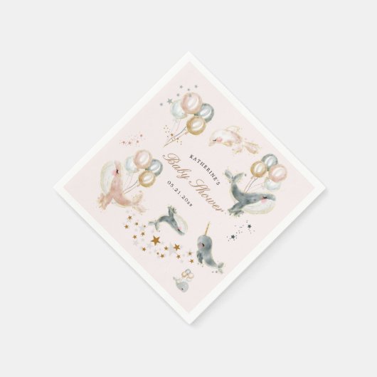 magische walvisballonnen sterren baby shower servet (Hoek)