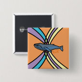 magische walvisknop. vierkante button 5,1 cm (Voorkant /achterkant)