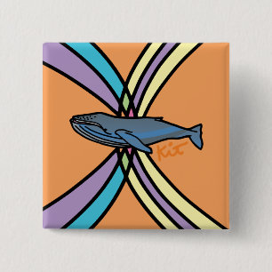 magische walvisknop. vierkante button 5,1 cm